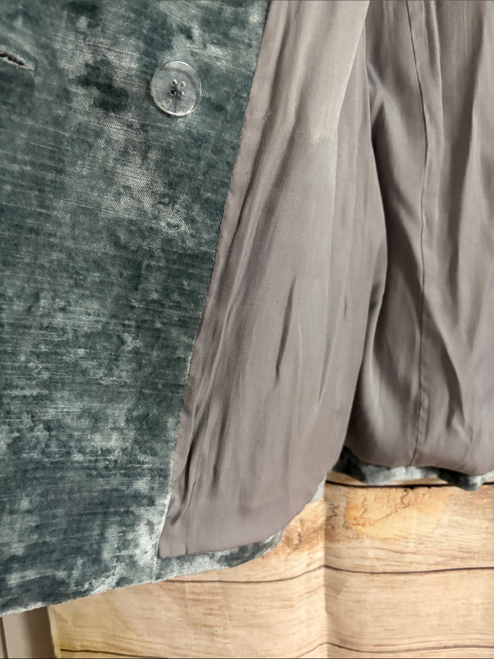 Free People Crushed Velvet Blazer in Washed Gray-Blue/Green - Picture 4 of 9